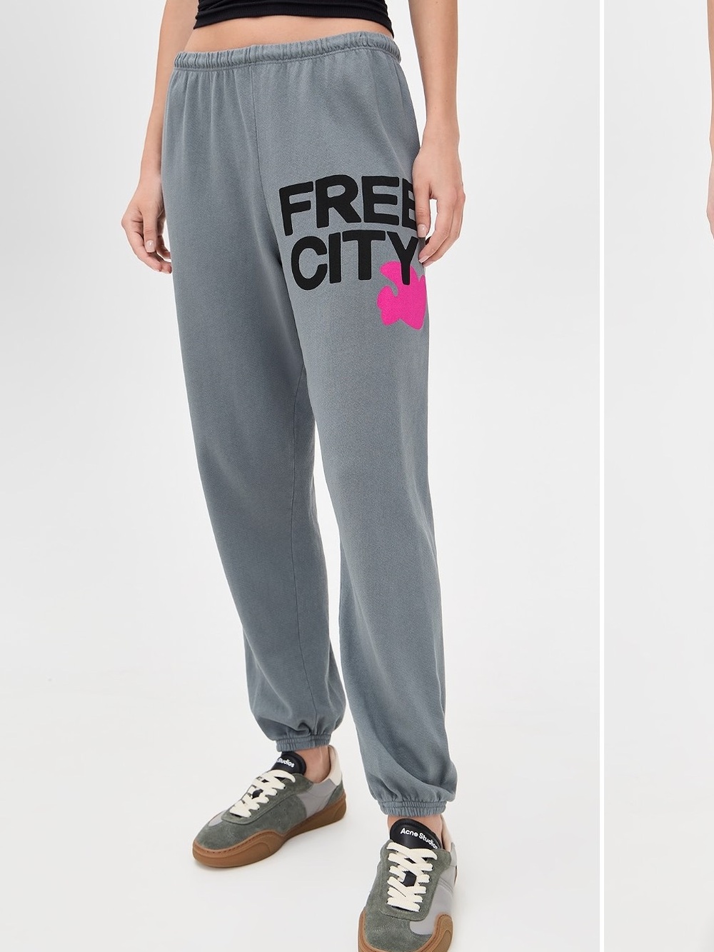 FREECITY Large Sweatpants In Gray Art Sz XS Logo Cotton Pull On Elastic Like New